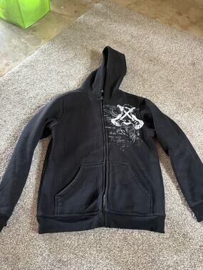 Helix Boys large black zip up hoodie jacket
